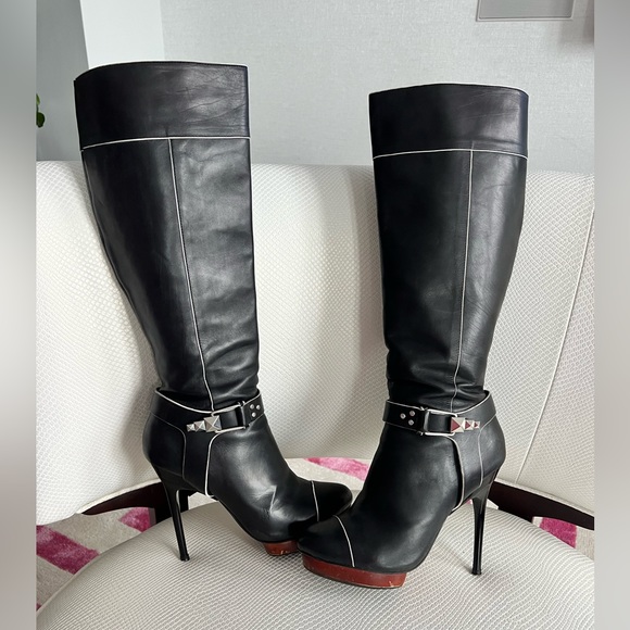 Badgley Mischka sexy black calf leather boots - Picture 8 of 15